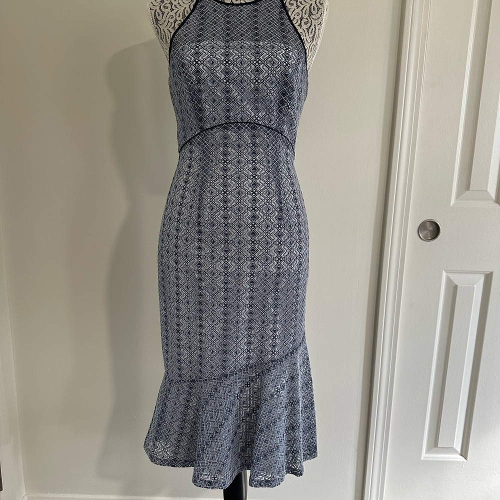 Tahari ASL Elegant Blue Lace Dress